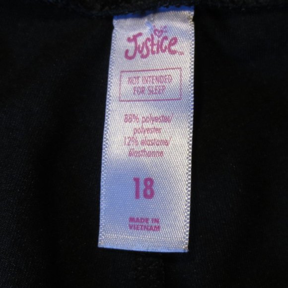 4/$14 JUSTICE girls LEGGINGS yoga ATHLETIC workout BLACK rainbow SIZE 18 - Picture 3 of 6
